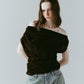 sheer velour top/brown