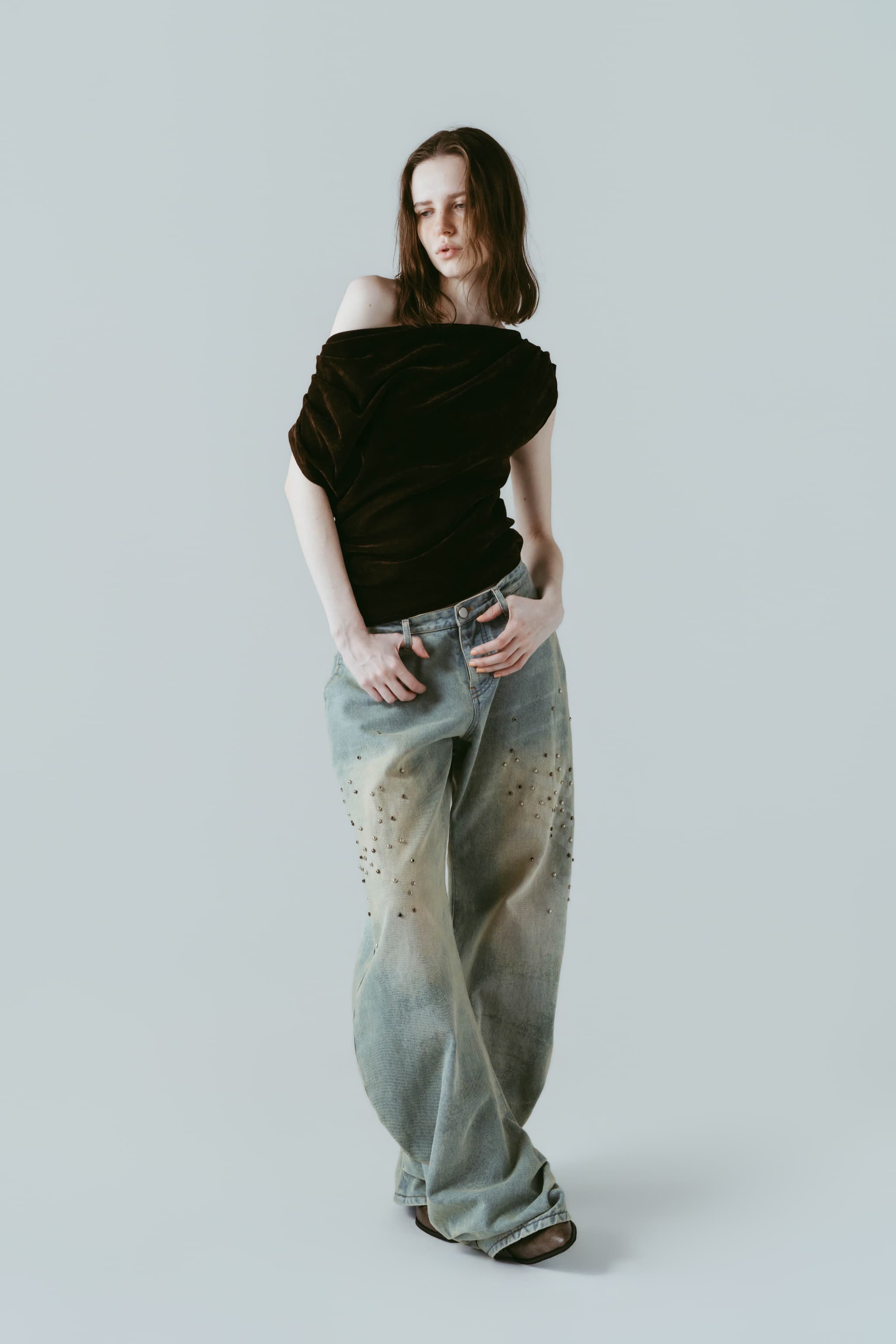 sheer velour top/brown | KNUTH MARF