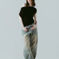 sheer velour top/brown