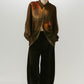 flower print sheer shirt(unisex)/brown