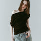 sheer velour top/brown