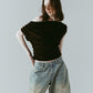 sheer velour top/brown