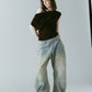studded draped denim pants(unisex)/blue(studded)