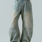 studded draped denim pants(unisex)/blue(studded)