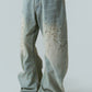studded draped denim pants(unisex)/blue(studded)