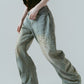 studded draped denim pants(unisex)/blue(studded)