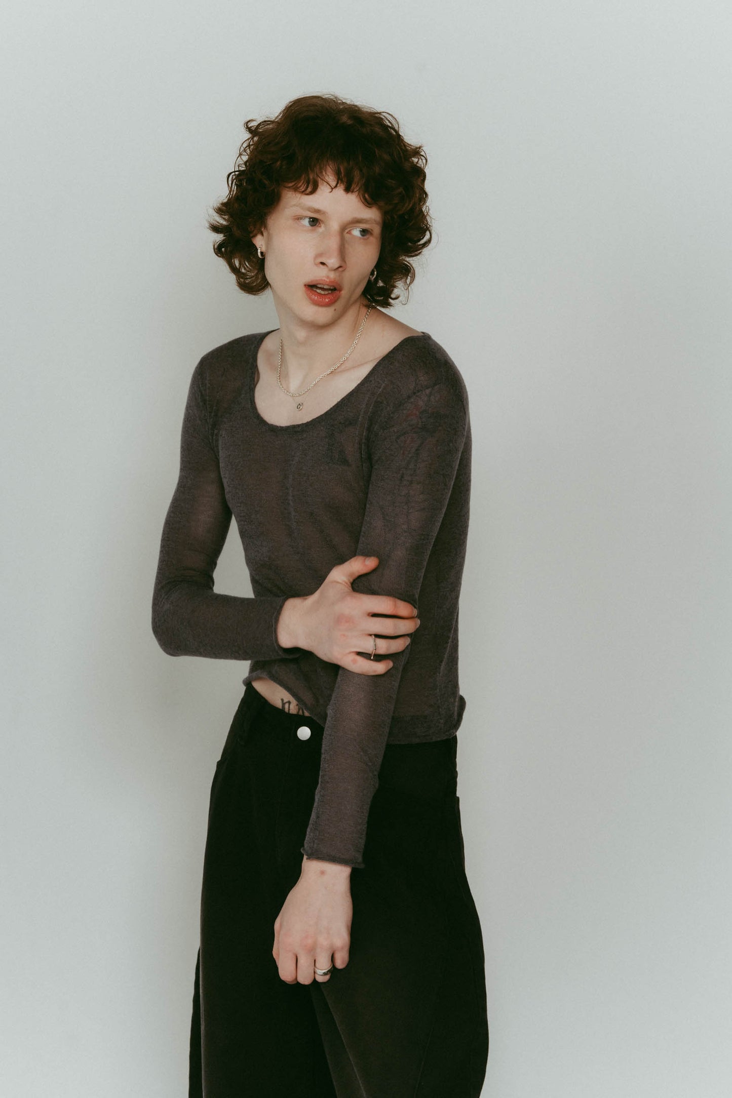 alpaca sheer knit/4color