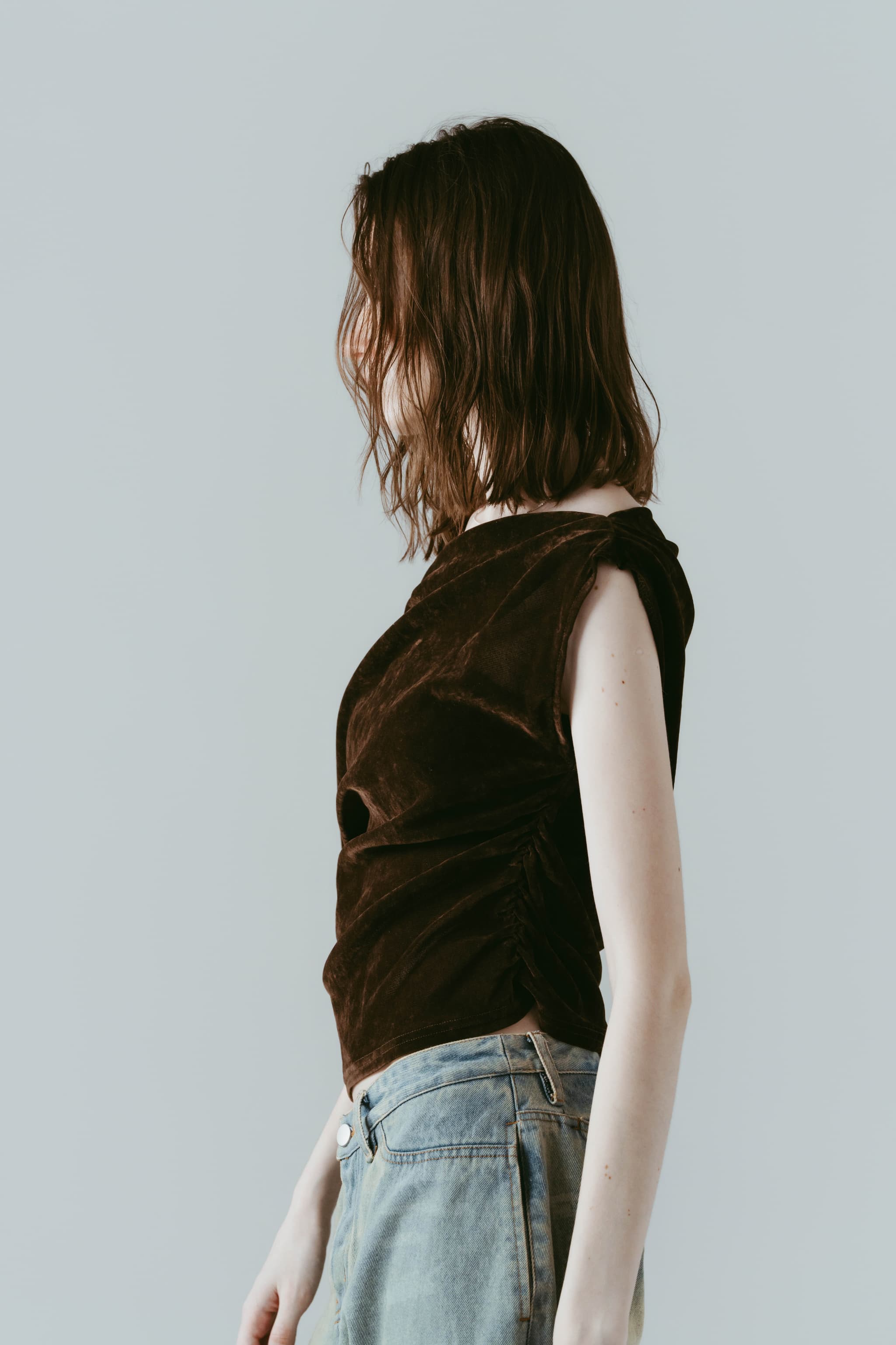 トップス Knuth Marf sheer velour top sheer velour top/brown | KNUTH MARF