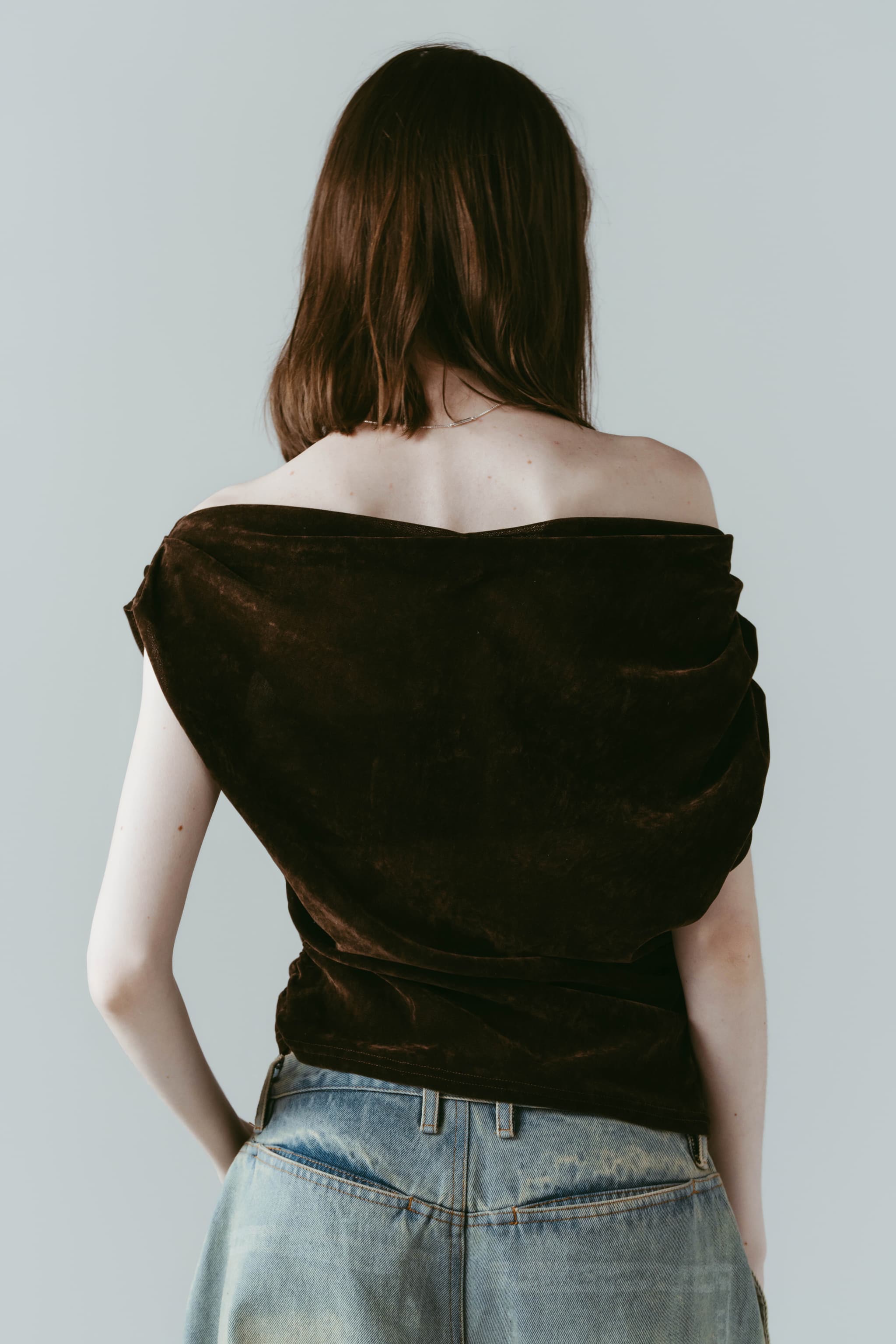 sheer velour top/brown | KNUTH MARF