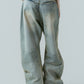 studded draped denim pants(unisex)/blue(studded)
