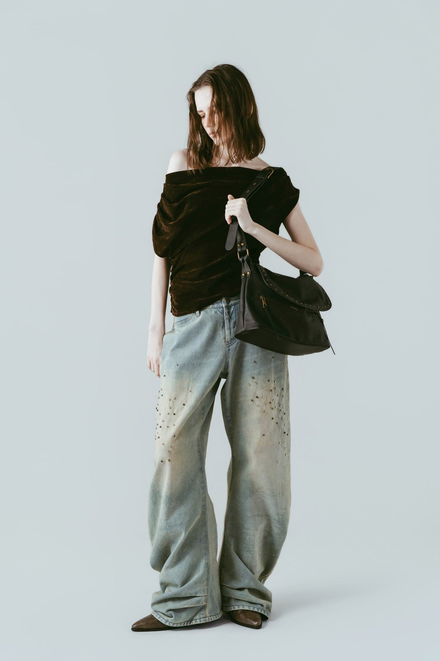 studded shoulder bag/2color