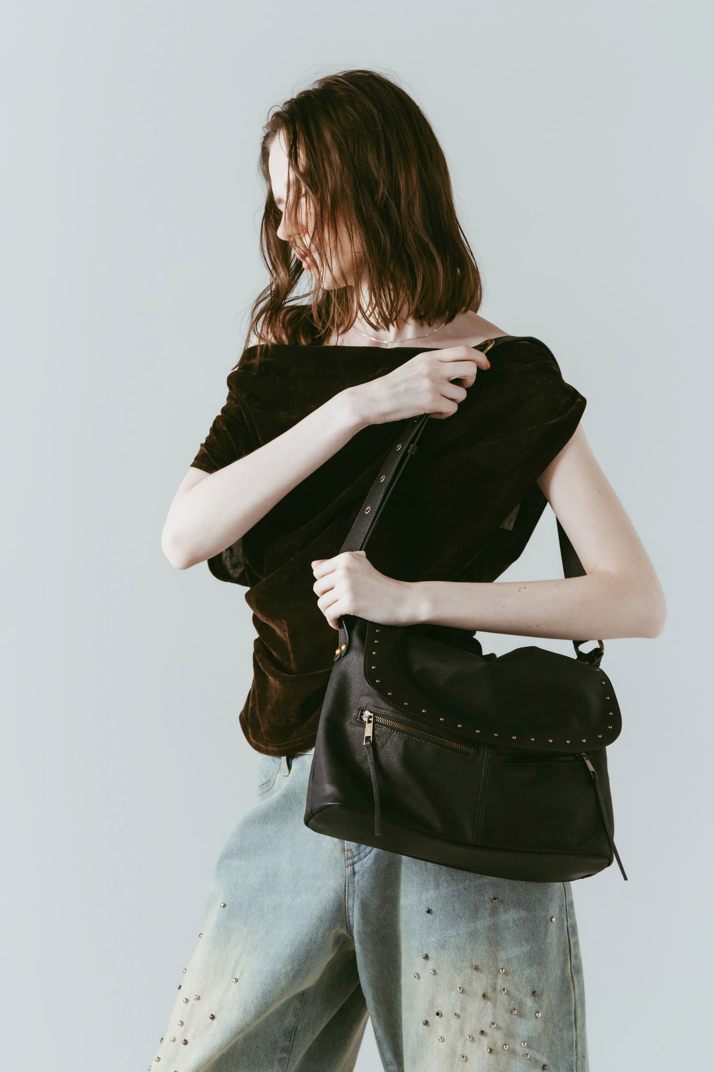 studded shoulder bag/2color