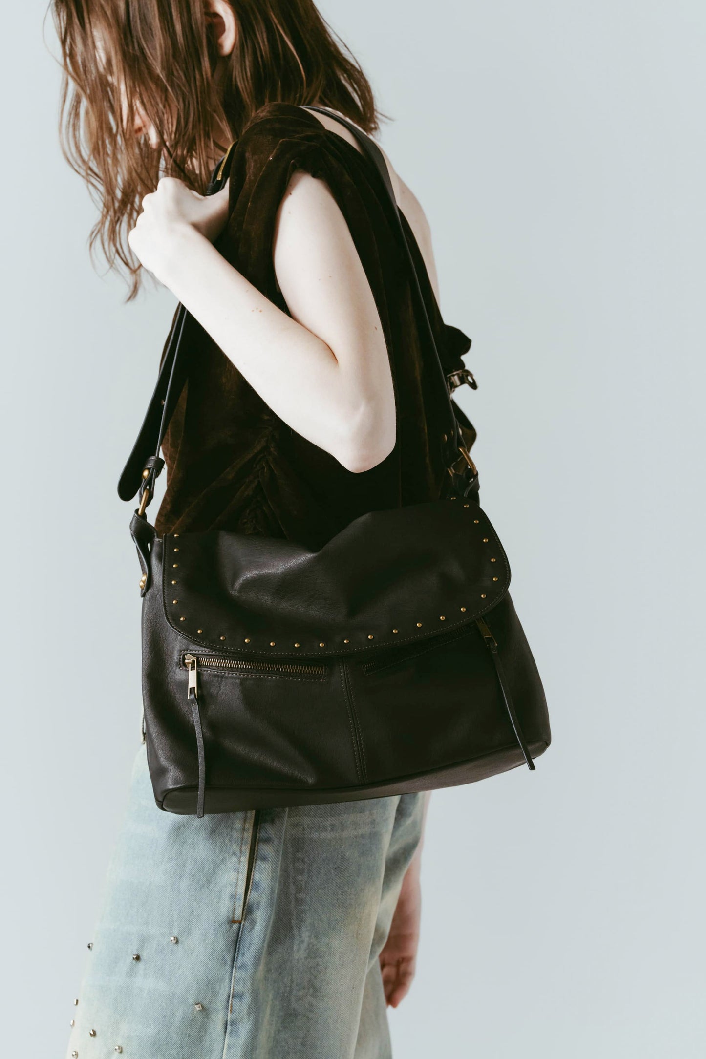 studded shoulder bag/2color