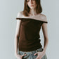 plaid halter neck blouse/brown