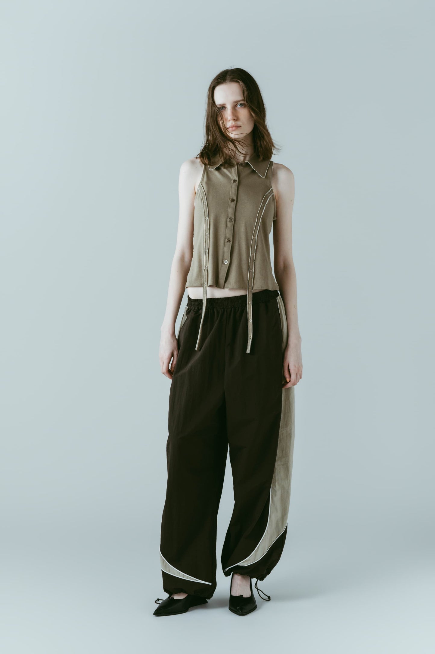 nylon easy pants(unisex)/brown