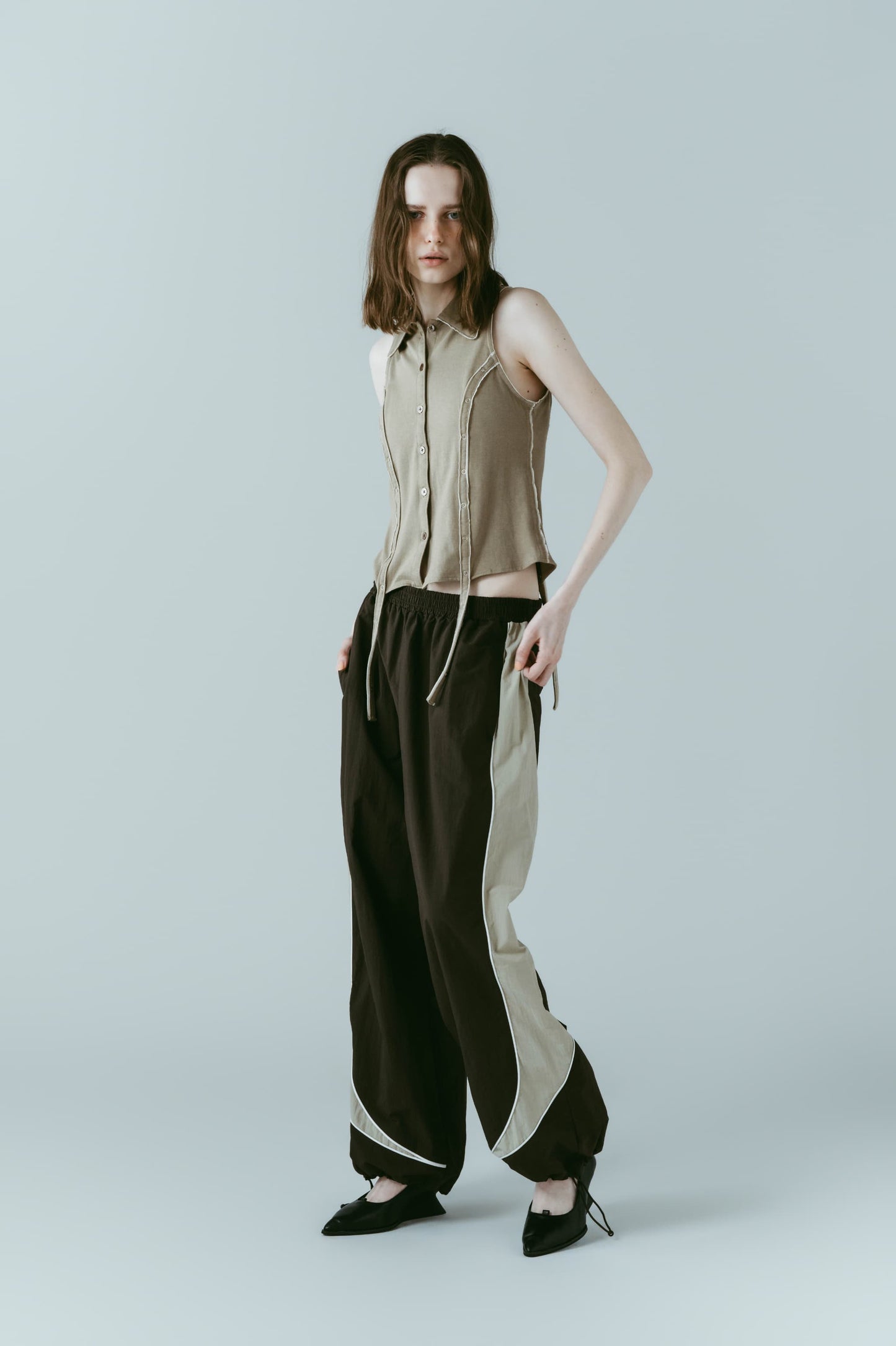 nylon easy pants(unisex)/brown