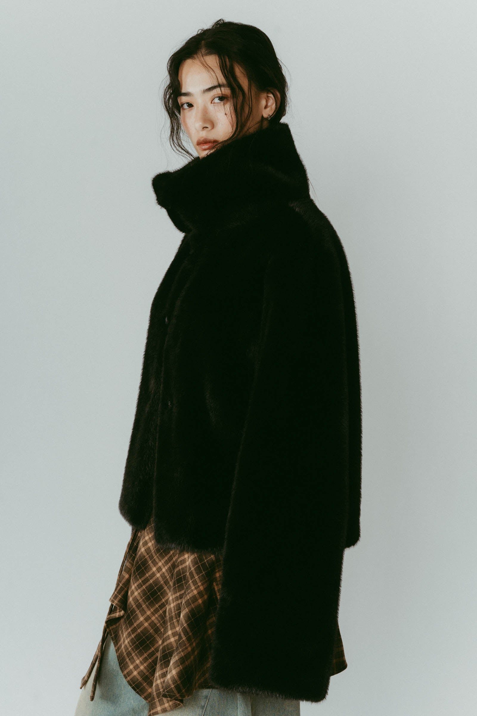 point collar fur coat/black | KNUTH MARF