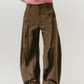 slit deformed pants(unisex)/checkbrown
