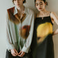 flower print sheer shirt(unisex)/blue/M