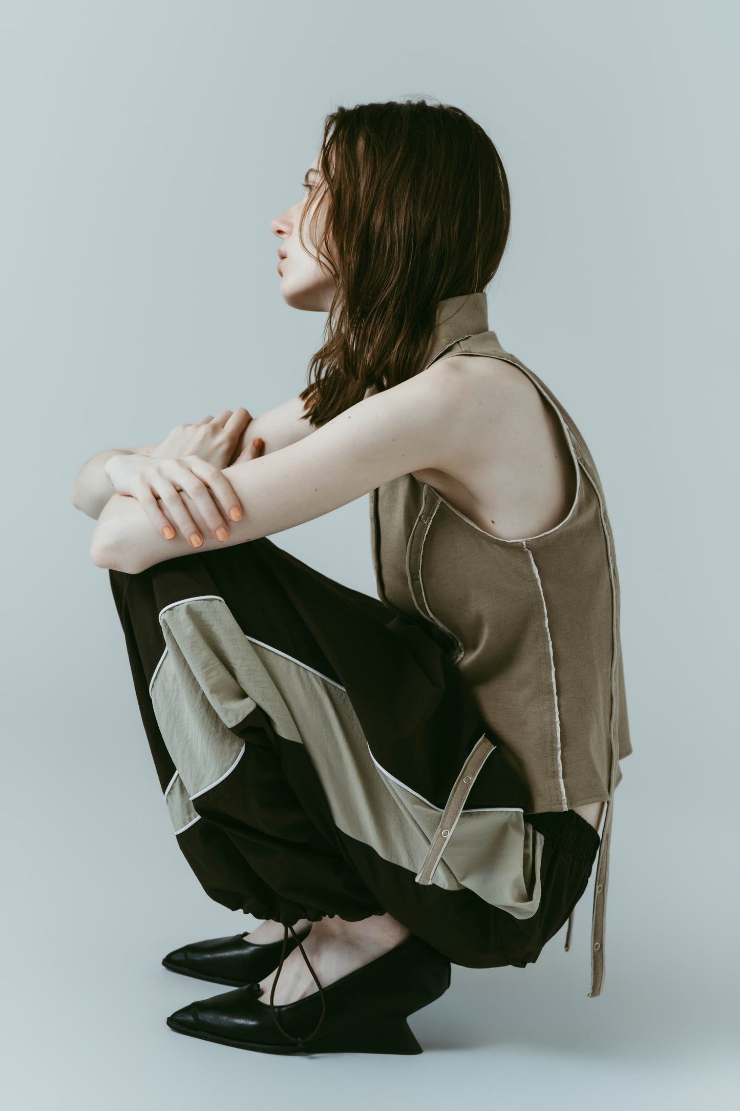 nylon easy pants(unisex)/brown