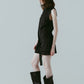stand neck mini dress/stripeblack