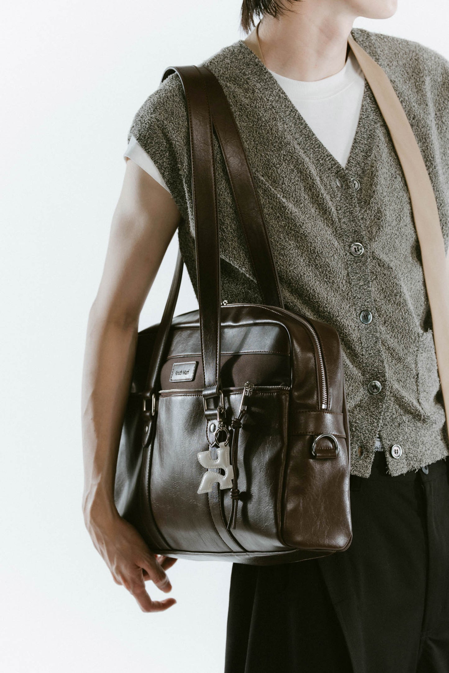 school style leather bag/2color