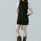 stand neck mini dress/stripeblack
