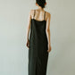 flower print satin dress/black