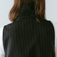stand neck mini dress/stripeblack