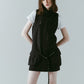 stand neck mini dress/stripeblack