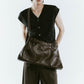 leather denim shoulder bag/2color