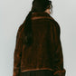 point collar fur coat/brown