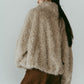 shaggy stand collar coat/ivory