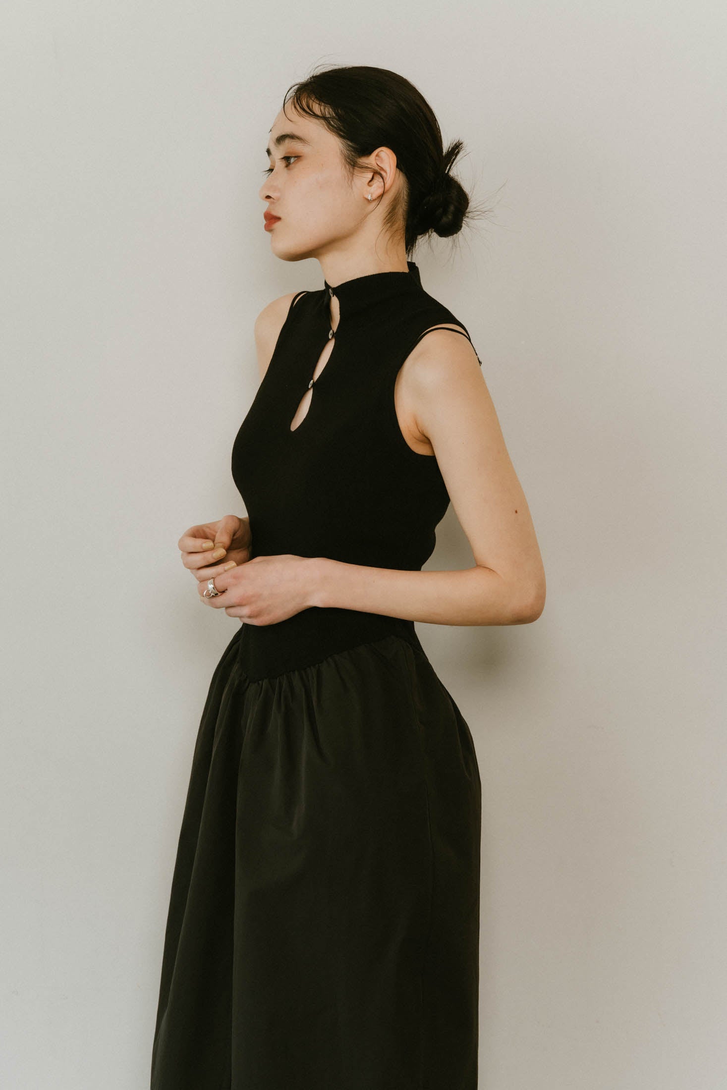 taffeta docking one piece/black