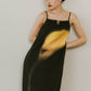 flower print satin dress/black