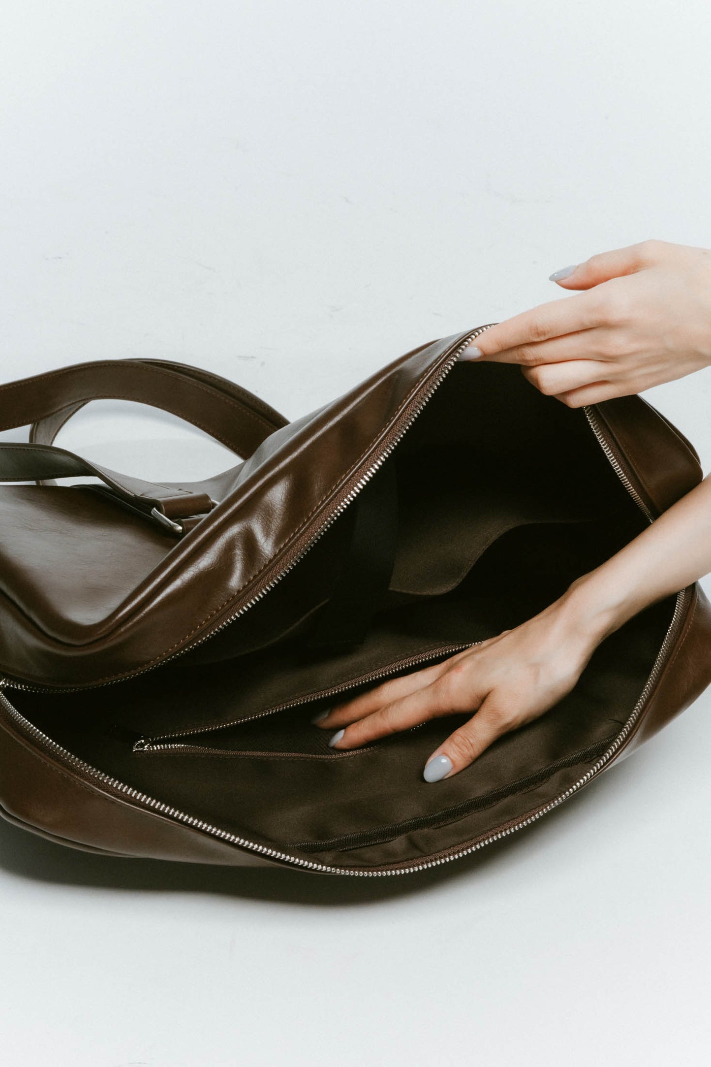 school style leather bag/2color