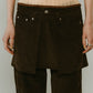 2piece zip flare pants/brown