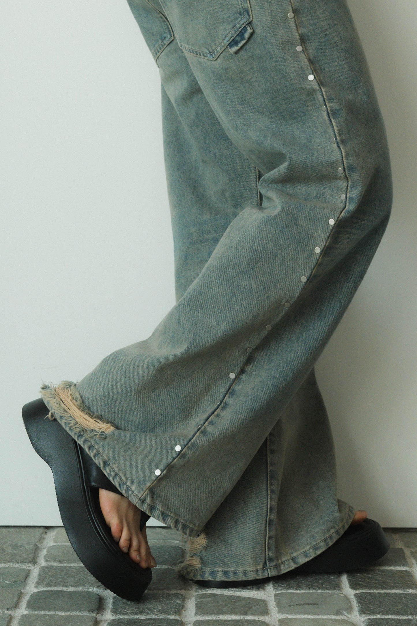 side line studs denim(unisex)/2color