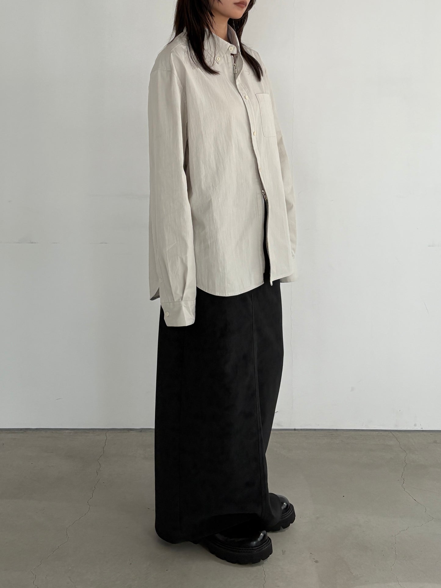 (仮商品名)ジップシャツ(unisex)/white