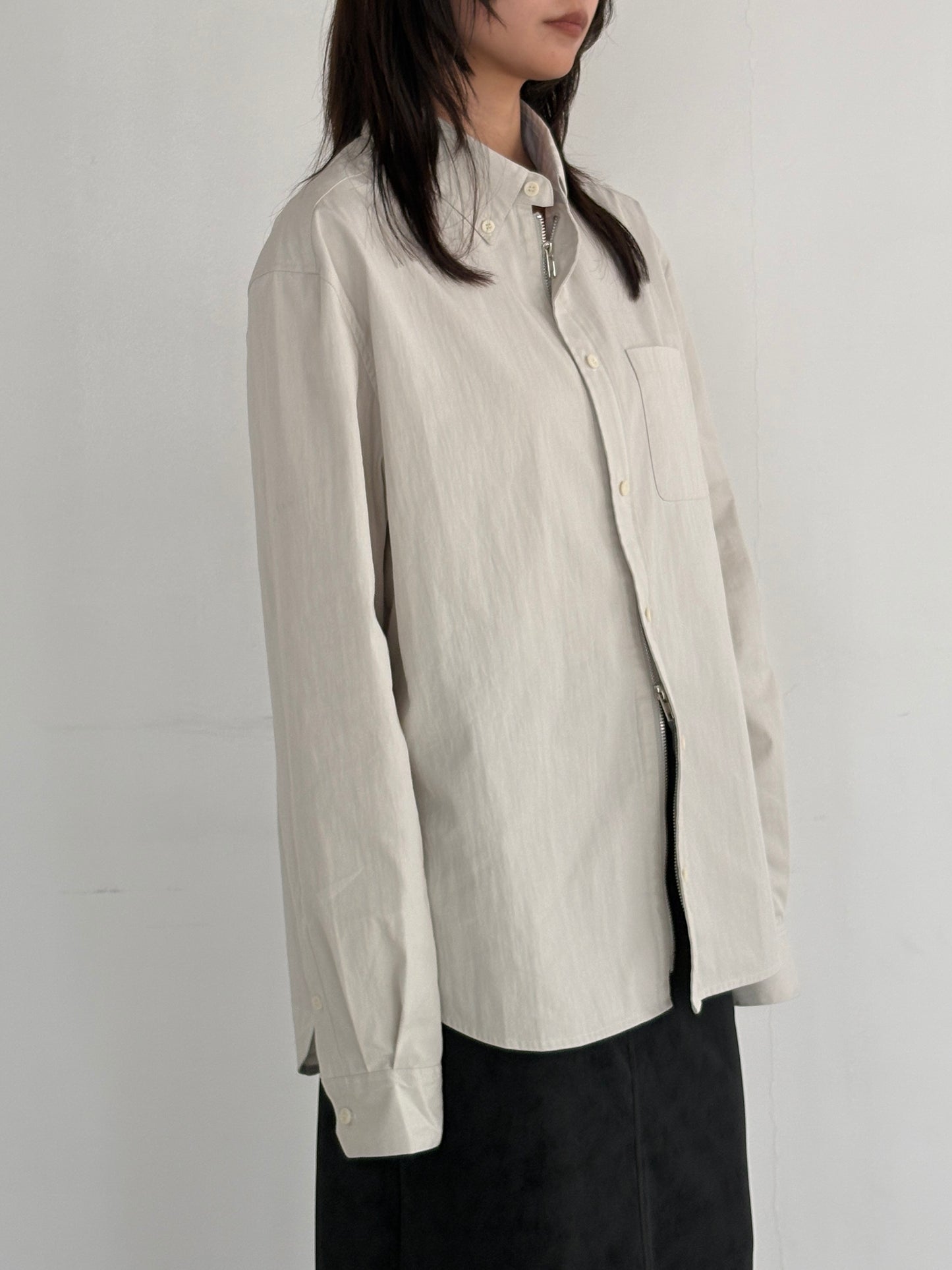 (仮商品名)ジップシャツ(unisex)/white