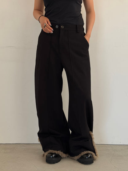 (仮商品名)スラックスファーパンツ(unisex)/blackfur
