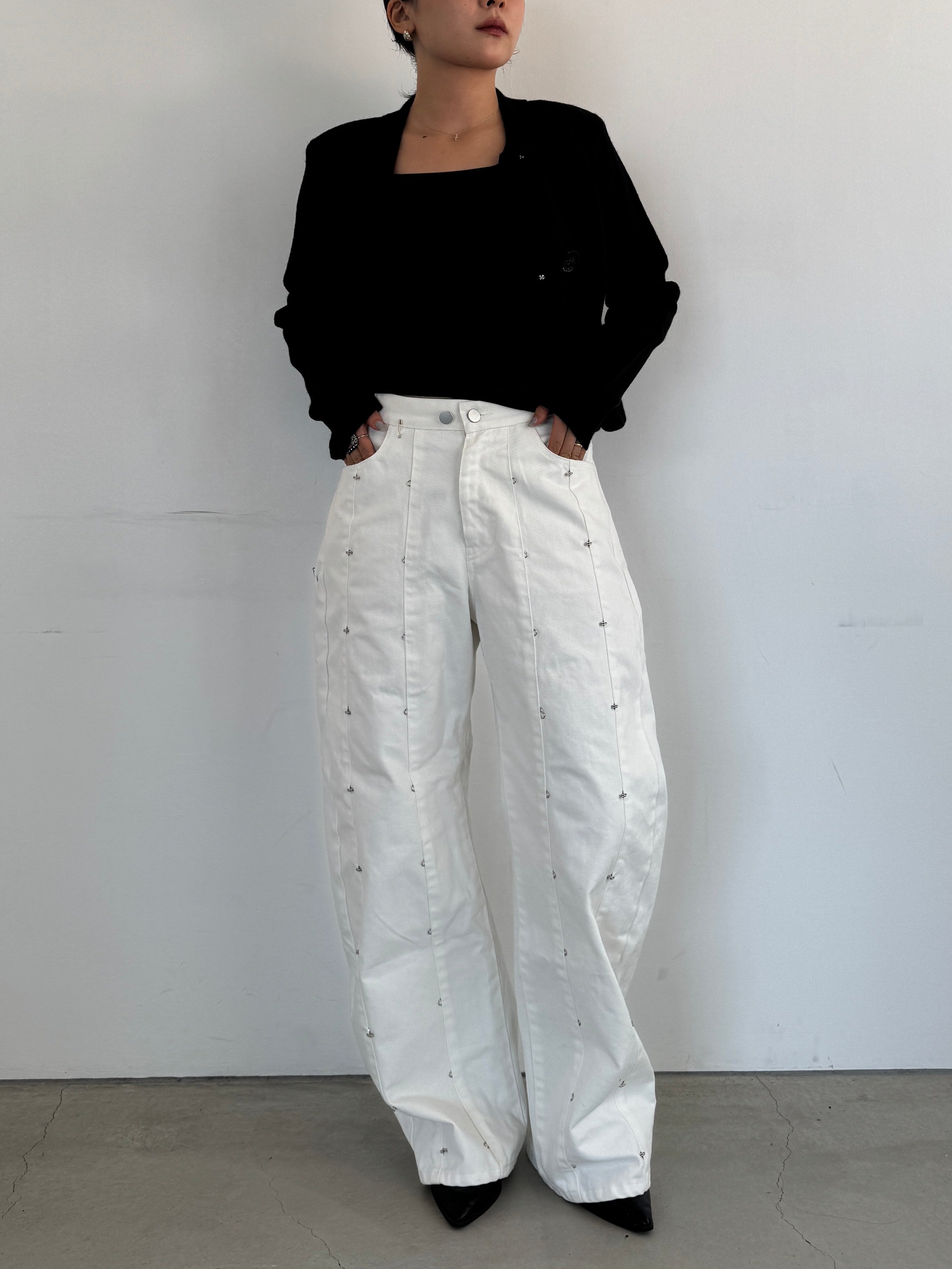 (仮商品名)変形デニムパンツ(unisex)/white