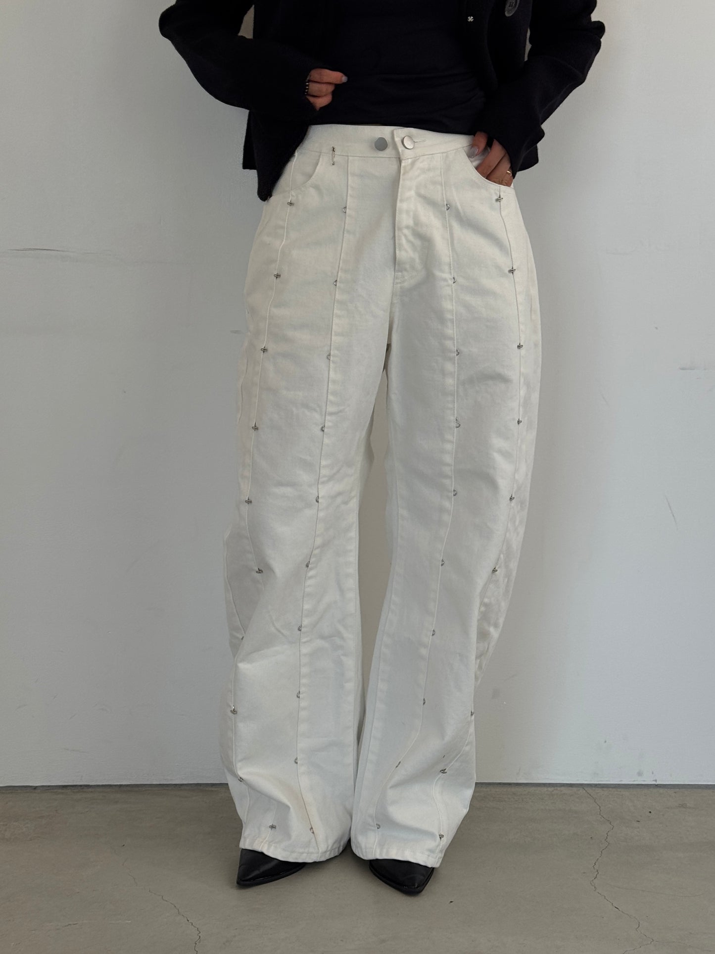 (仮商品名)変形デニムパンツ(unisex)/white