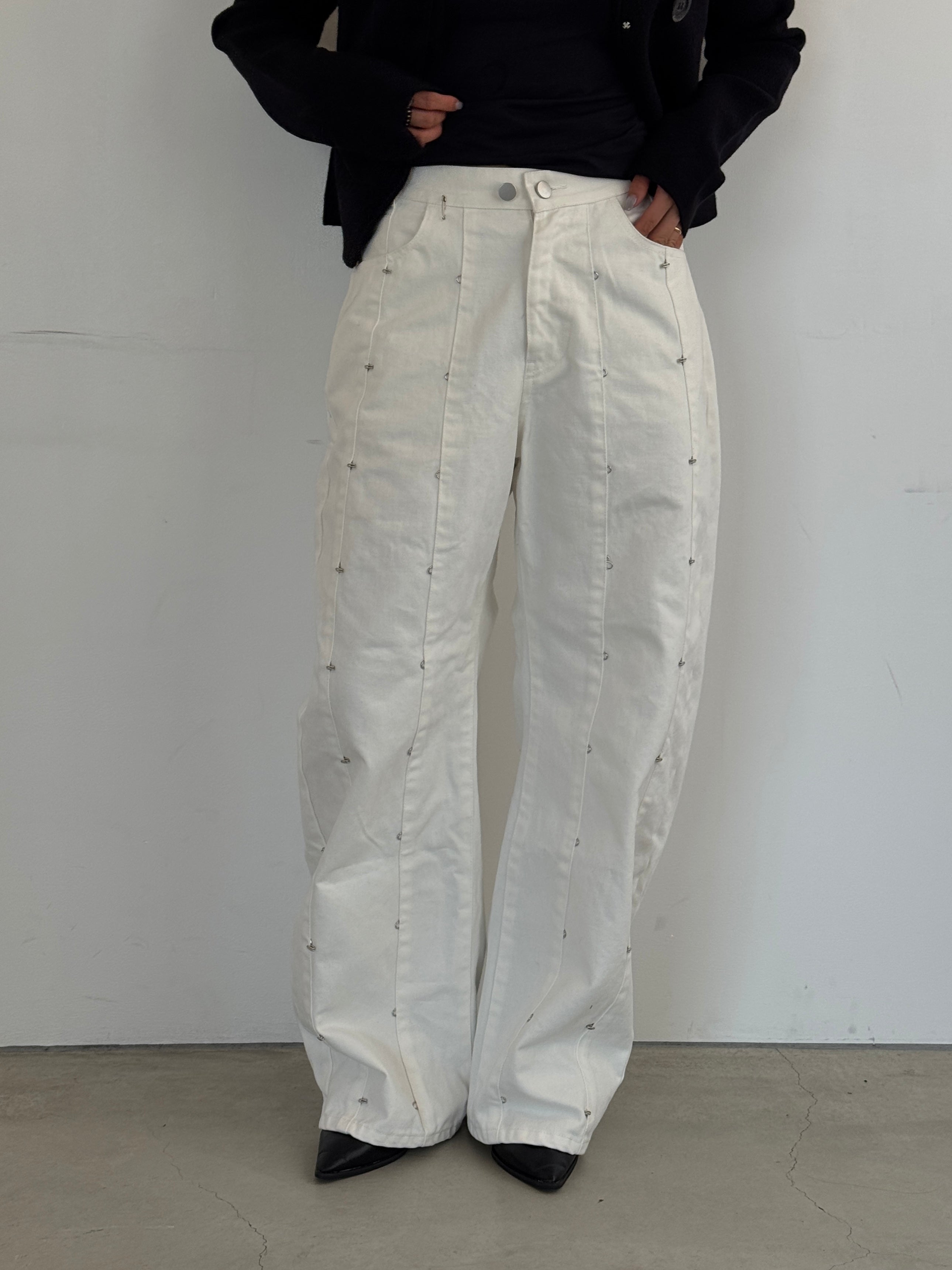 (仮商品名)変形デニムパンツ(unisex)/white