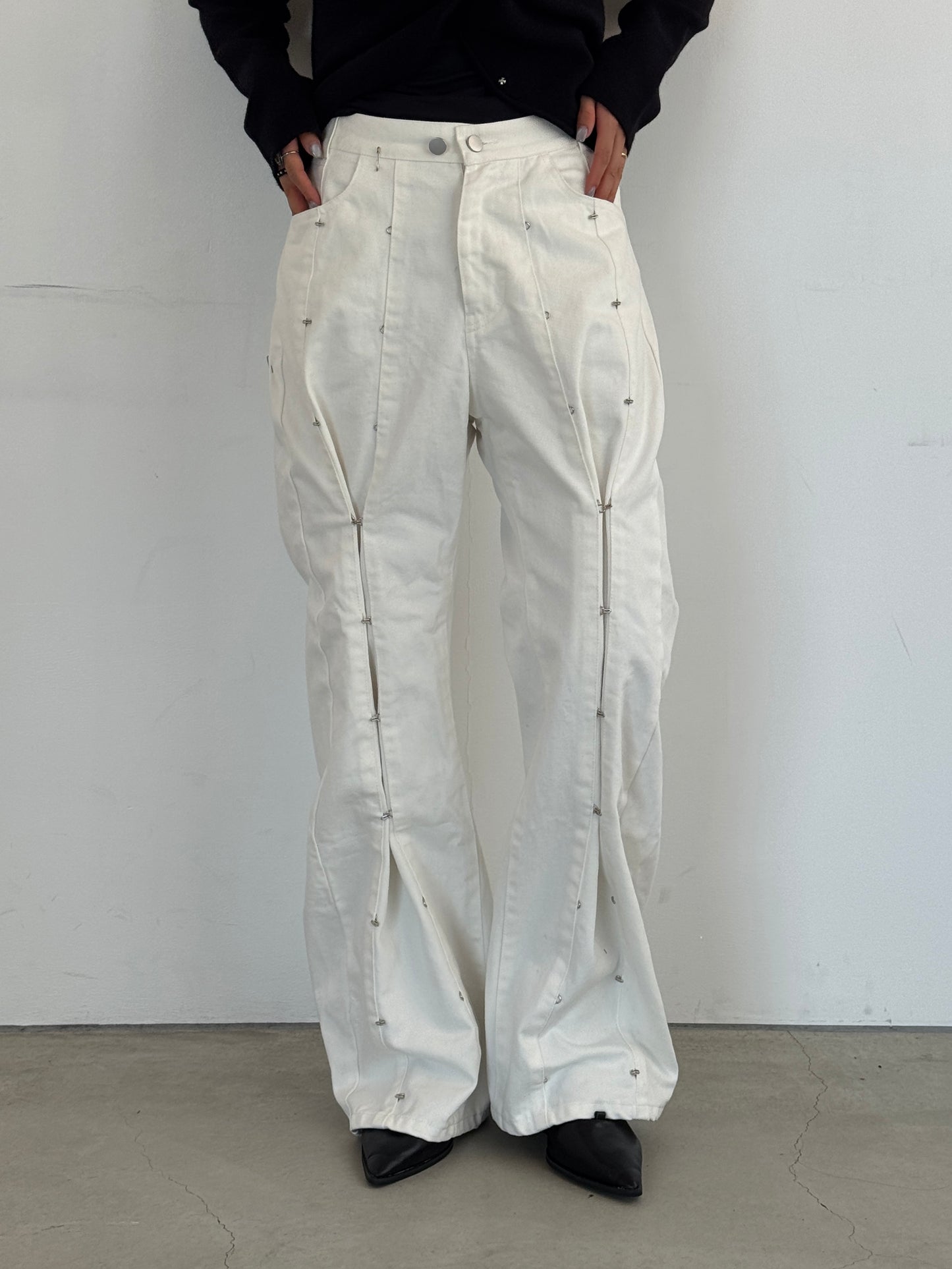 (仮商品名)変形デニムパンツ(unisex)/white