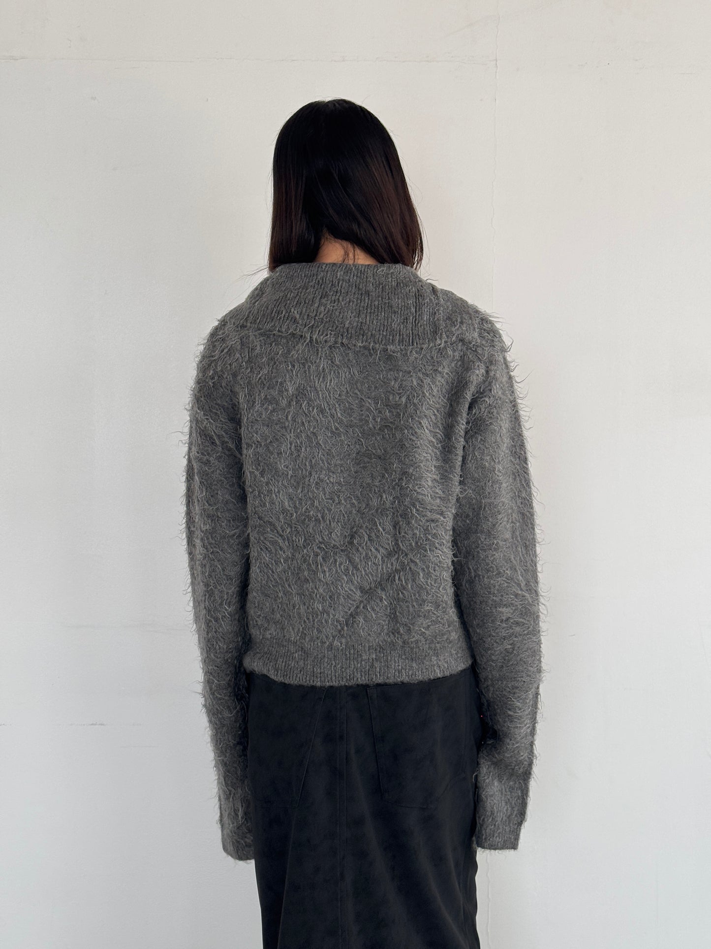 (仮商品名)ハイネックシャギーニット/gray