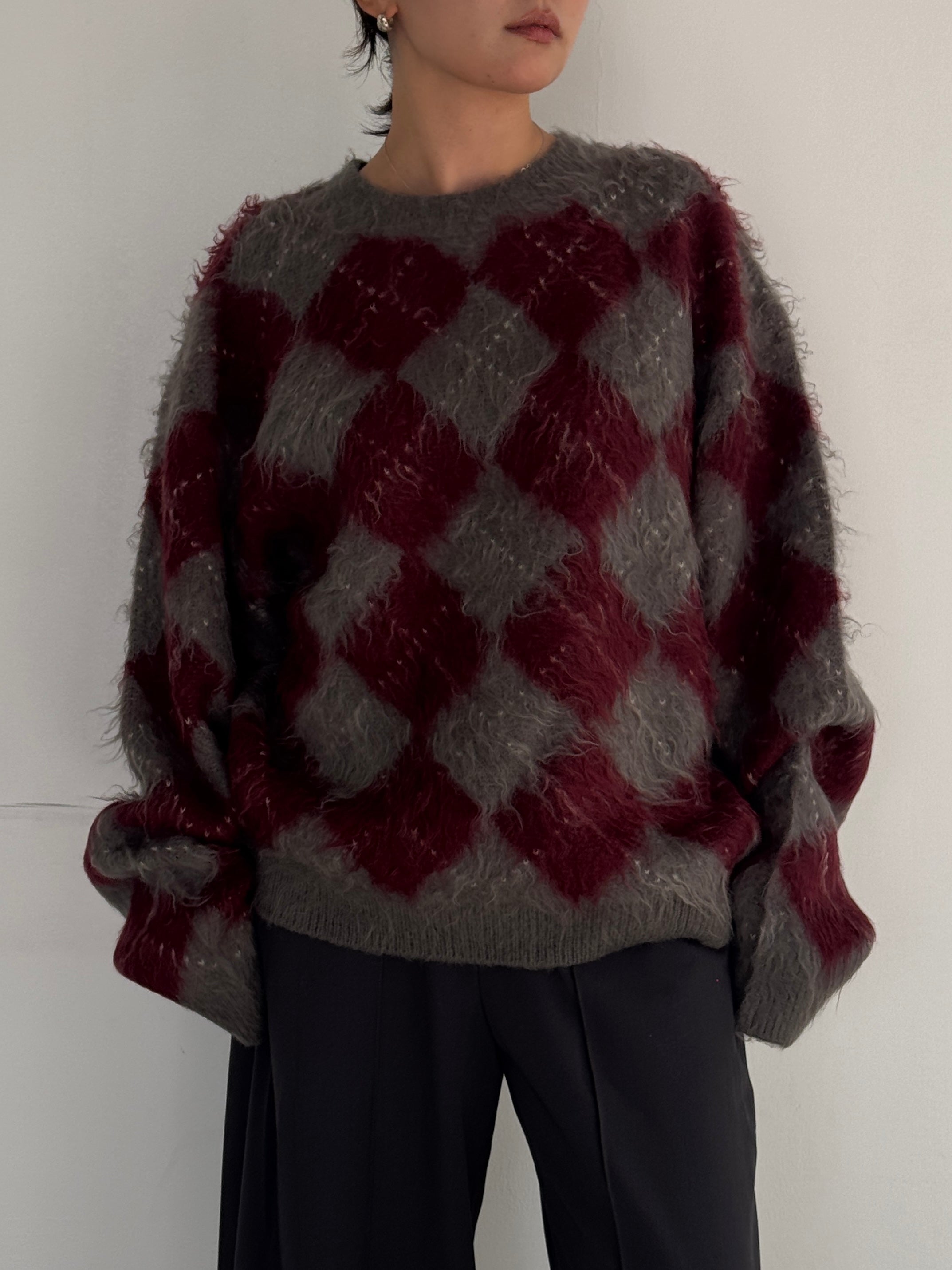 (仮商品名)アーガイルニット(unisex)/red
