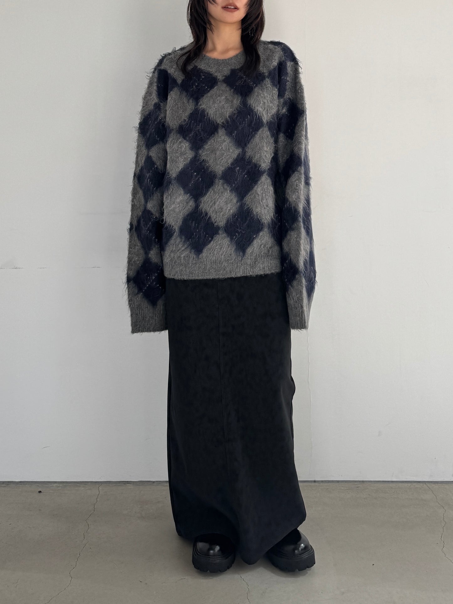(仮商品名)アーガイルニット(unisex)/navy