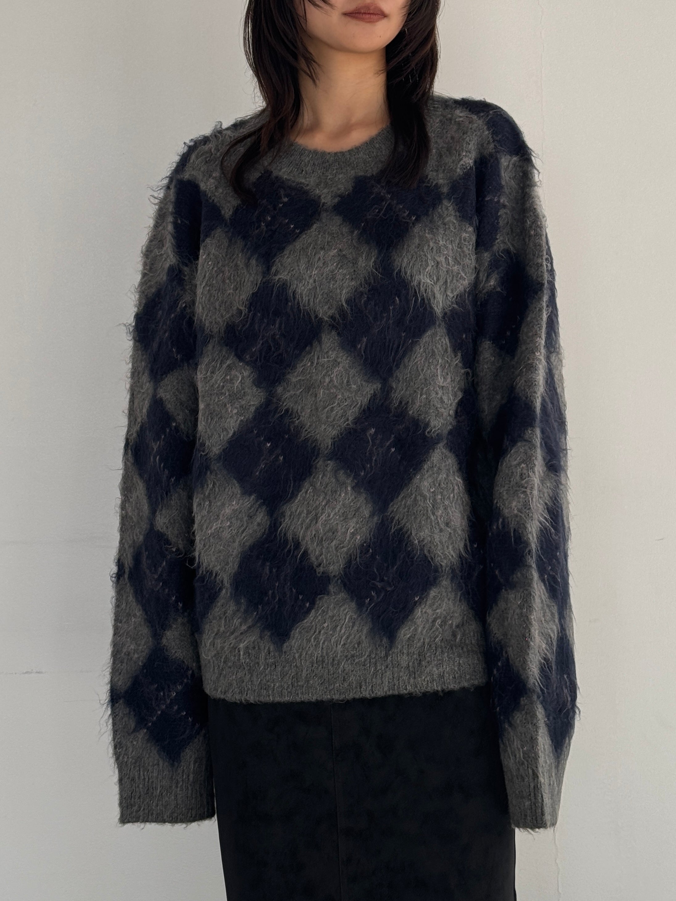 (仮商品名)アーガイルニット(unisex)/navy