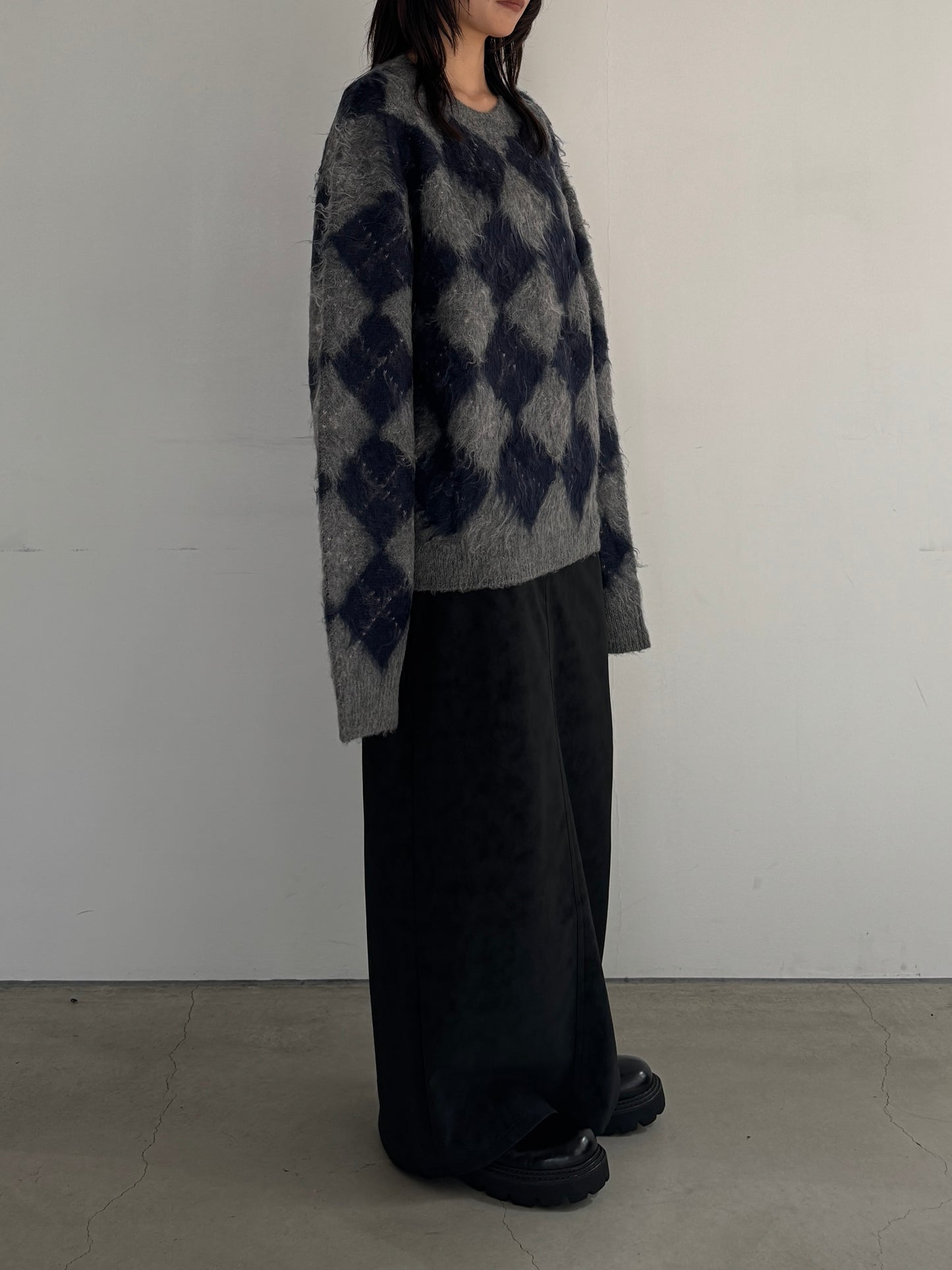 (仮商品名)アーガイルニット(unisex)/navy
